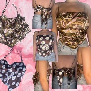 Reversible pattern satin crop top